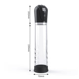 Pompa pene elettrica verticale con display LCD e dimensioni indicate 230mm