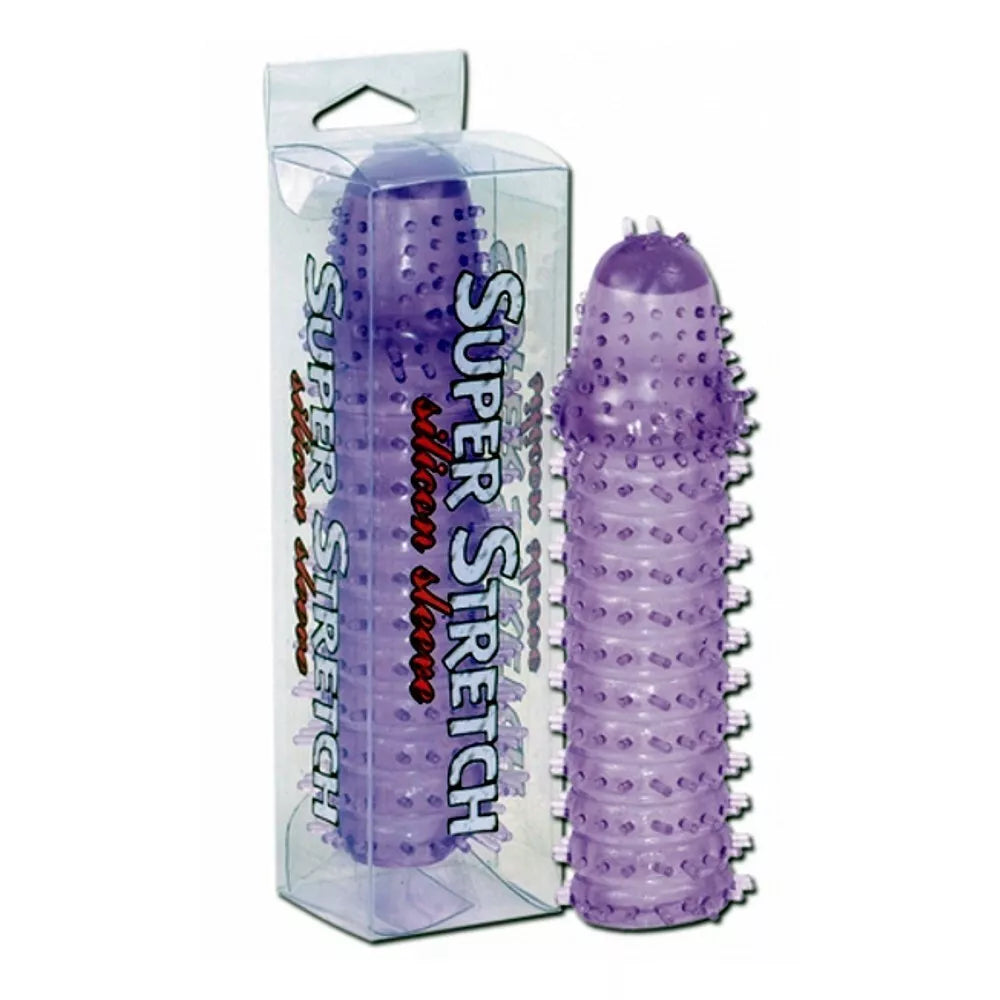 Guaina fallica con rilievi e nervature stimolanti - Silicone, Viola