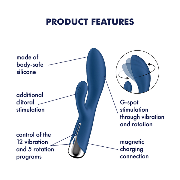 Satisfyer Spinning Rabbit 1 blu: vibratore rabbit rotante