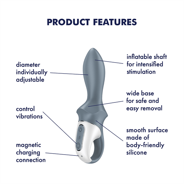 Satisfyer Air Pump Booty 1 grigio: plug anale vibrante gonfiabile