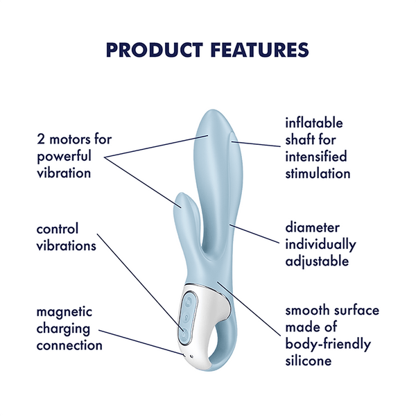 Satisfyer Air Pump Bunny 1 azzurro: vibratore rabbit gonfiabile