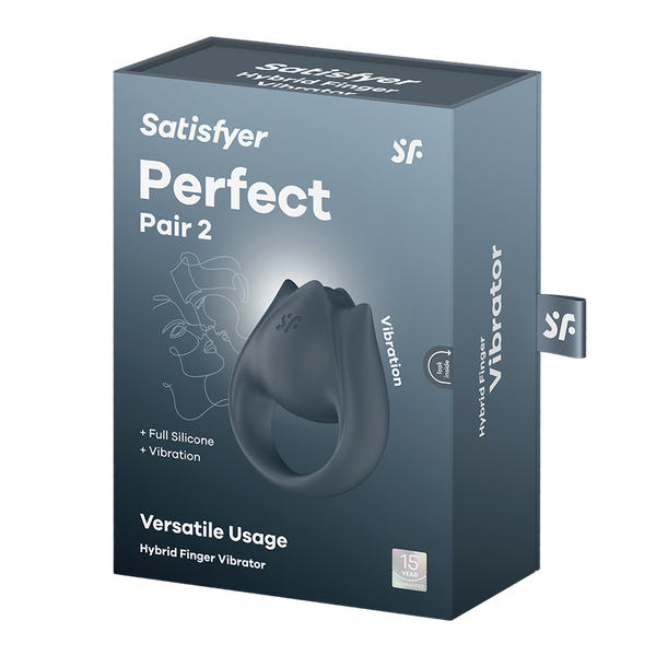 Satisfyer Perfect Pair 2 antracite: vibratore da dito e anello fallico