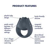 Satisfyer Perfect Pair 2 antracite: vibratore da dito e anello fallico