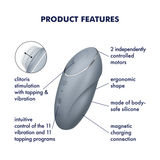 Satisfyer Tap & Climax 1 grigio azzurro: vibratore clitorideo a picchiettamento