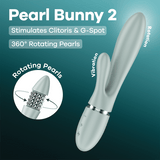 Satisfyer Pearl Bunny 2 verde grigio: vibratore rabbit con perle rotanti