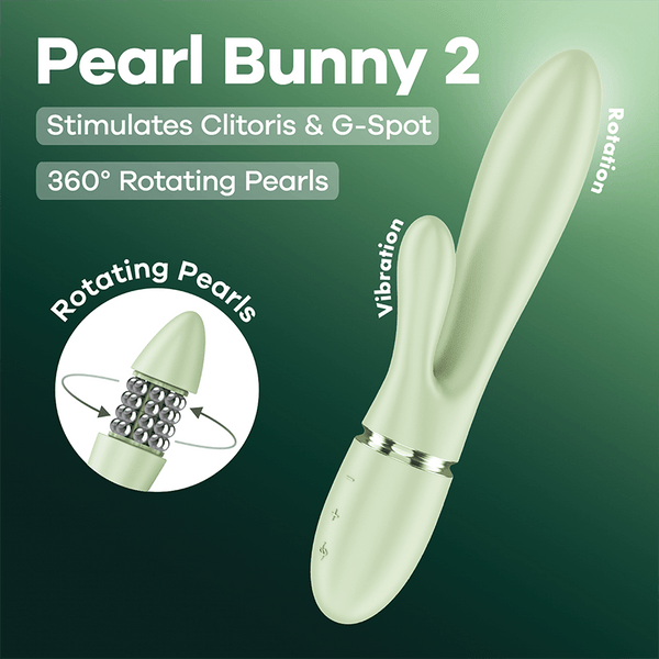 Satisfyer Pearl Bunny 2 verde chiaro: vibratore rabbit con perle rotanti