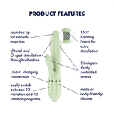 Satisfyer Pearl Bunny 2 verde chiaro: vibratore rabbit con perle rotanti