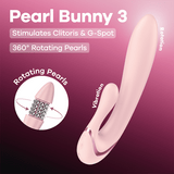 Satisfyer Pearl Bunny 3 rosa: vibratore rabbit con perle rotanti