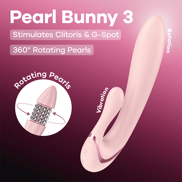 Satisfyer Pearl Bunny 3 rosa: vibratore rabbit con perle rotanti