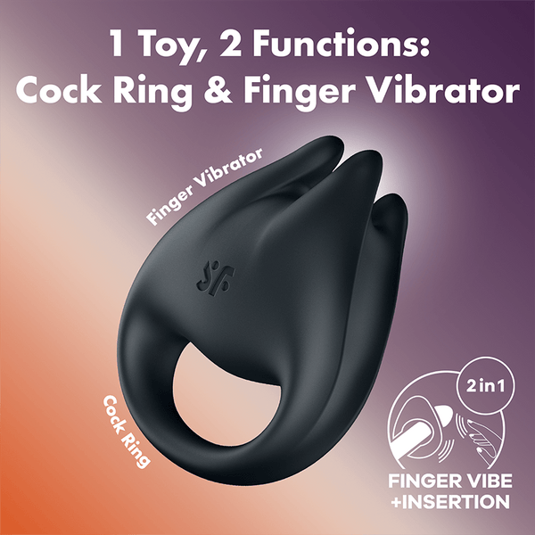 Satisfyer Perfect Pair 1 nero: vibratore da dito e anello fallico