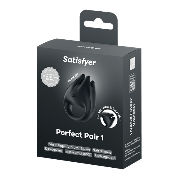 Satisfyer Perfect Pair 1 nero: vibratore da dito e anello fallico