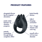 Satisfyer Perfect Pair 1 nero: vibratore da dito e anello fallico