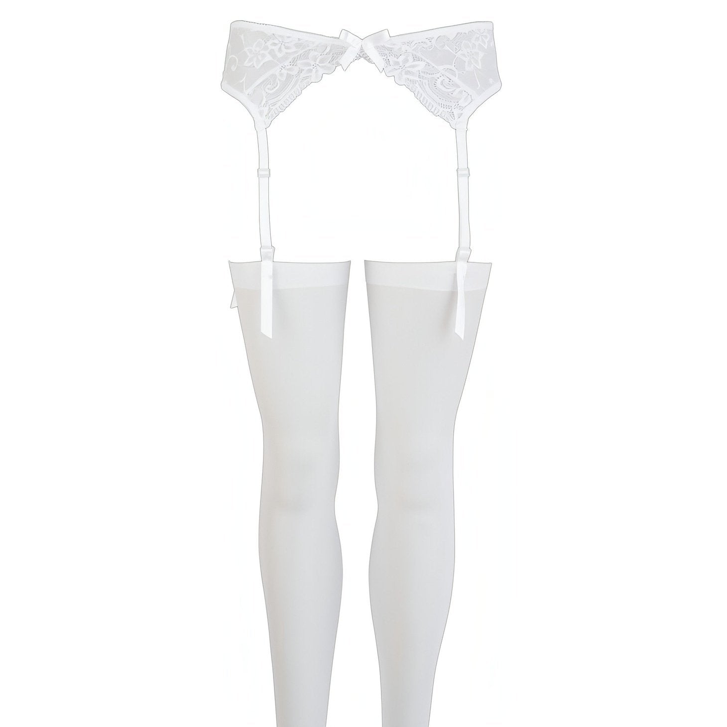 Set Reggicalze in pizzo con calze velate - Bianco, Taglia S