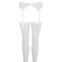 Set Reggicalze in pizzo con calze velate - Bianco, Taglia S