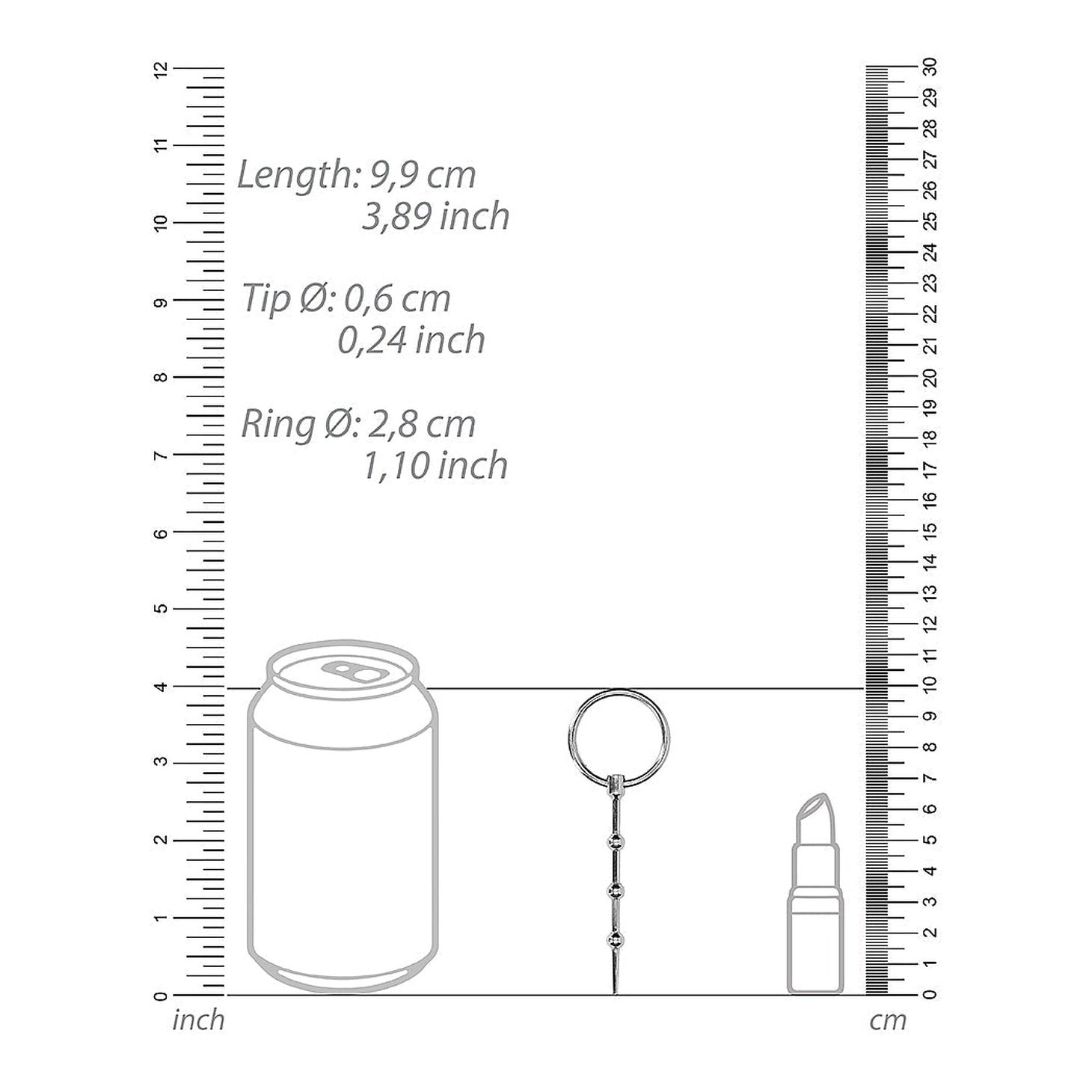 Urethral Sounding - Metal Stick Lungo 99 mm - Diametro 6 mm