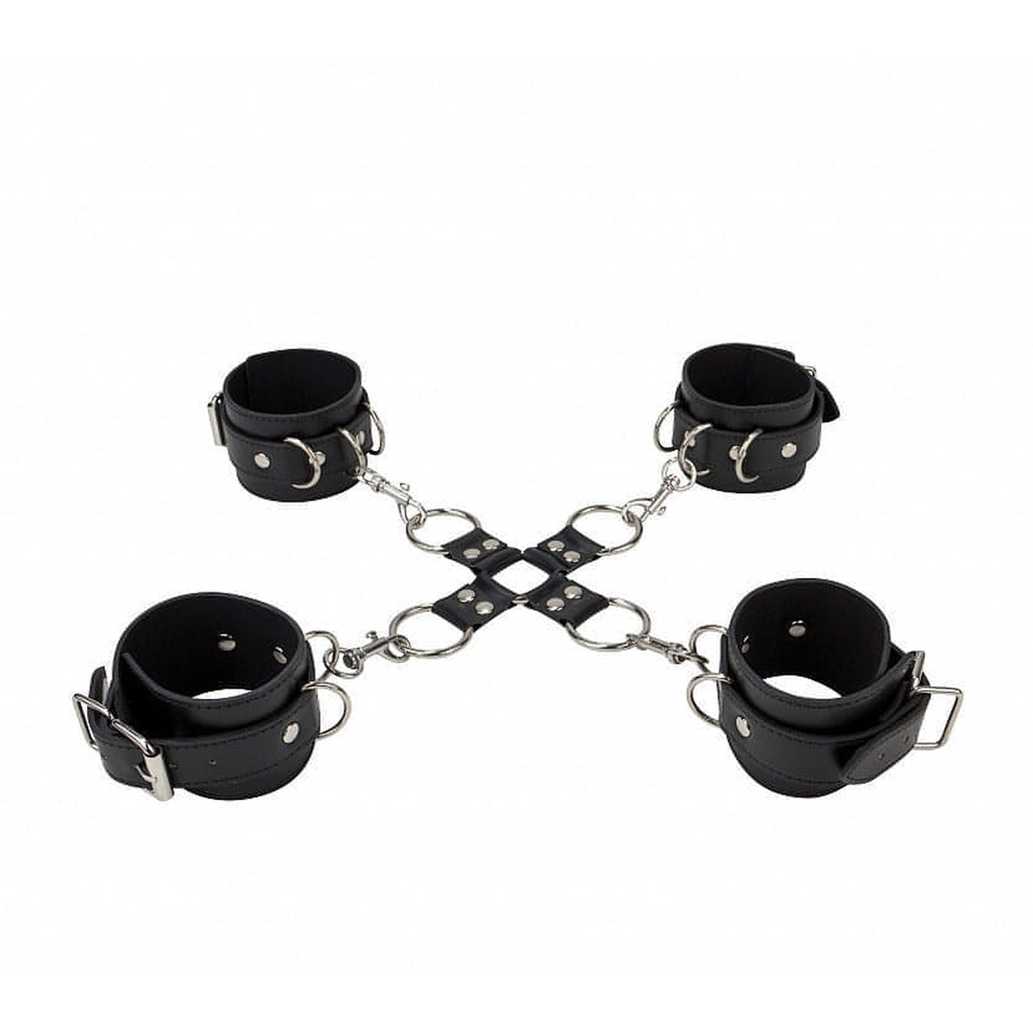 Leather Hand and Leg Cuffs Hogtie Set in Pelle