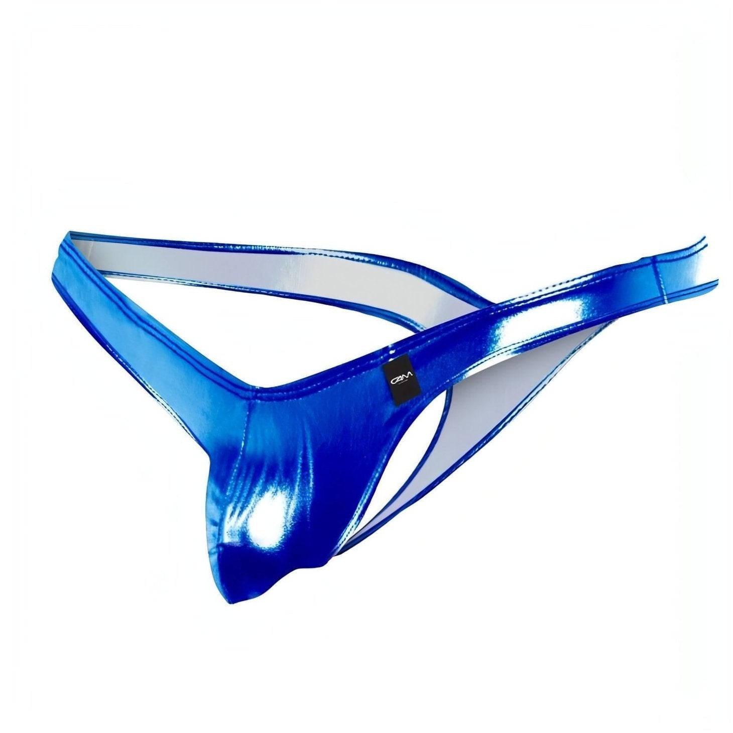 Slip blu lucido con Push Up, posteriore ad ali di gabbiano - Taglia L