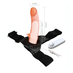 Strap-on Hollow vibrante con sitmolatore clitorideo