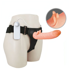 Strap-on Hollow vibrante con sitmolatore clitorideo