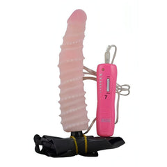 Strap-on morbido pieghevole con rilievi stimolanti - Rosa Carne