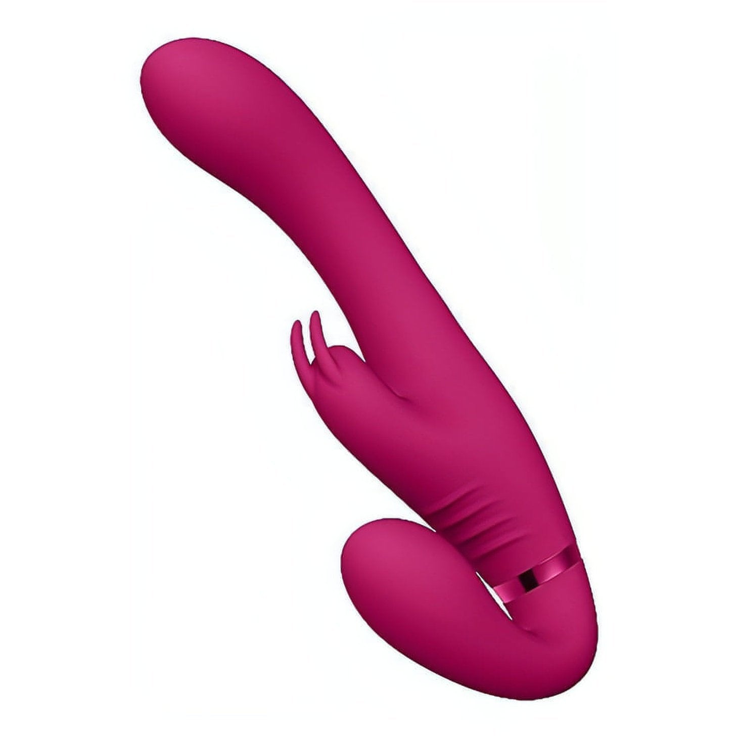 Suki Rabbit Strapon Strapless con 3 diversi motori per stimolazione del punto-G, del clitoride e per chi lo indossa! - Fucsia