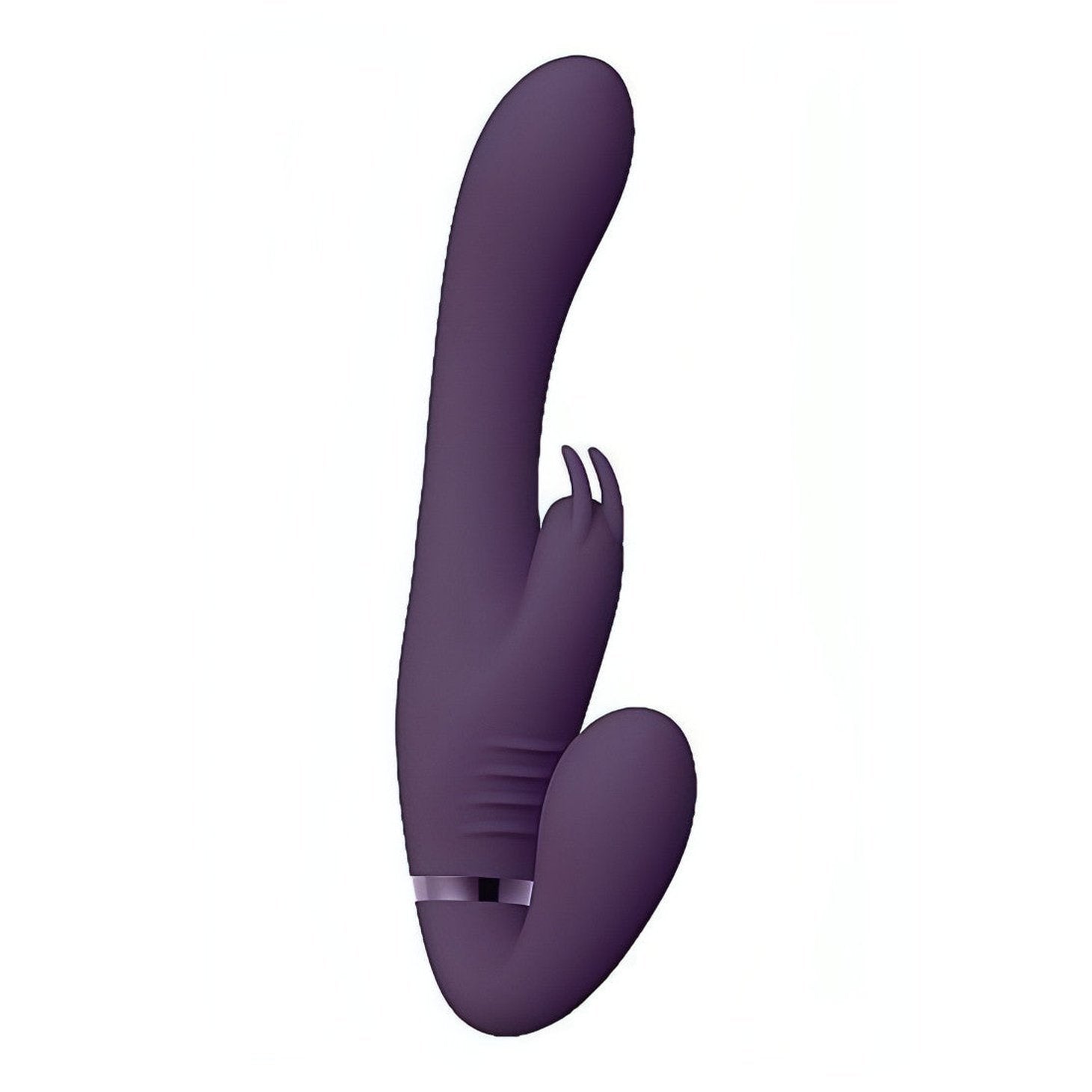 Suki Rabbit Strapon Strapless con 3 diversi motori per stimolazione del punto-G, del clitoride e per chi lo indossa! - Prugna