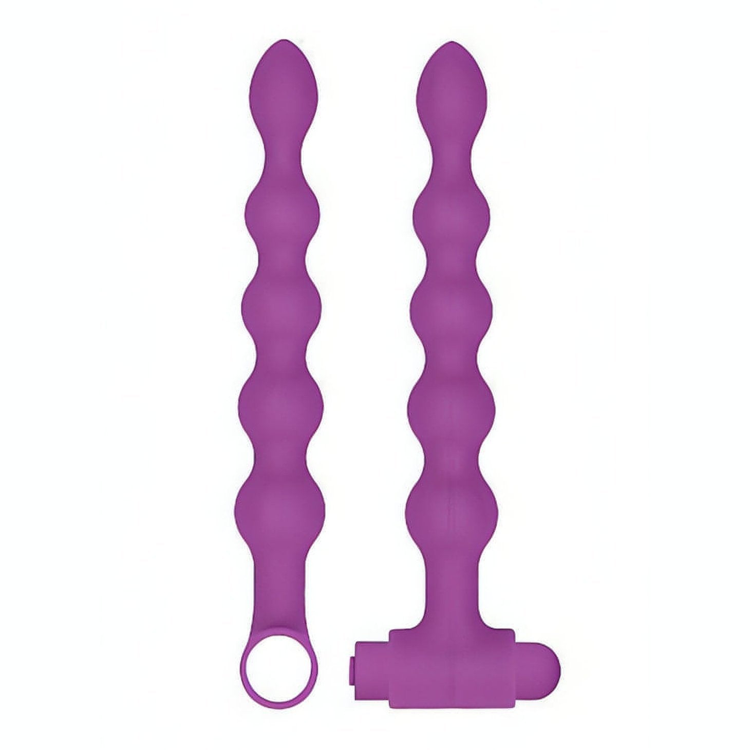 Super Anal Kit: 3 Anal Beads e 2 Anal Plugs con Vibratore Intercambiabile - 100% Silicone Medicale, Anallergico, Ricaricabile