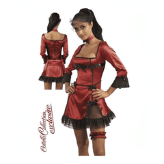 Vestito Ragazza Spagnola Rosso/Nero effetto satinato - Taglia S