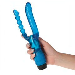 Vibratore Doppio Anale/Vaginale - Multispeed, Blu