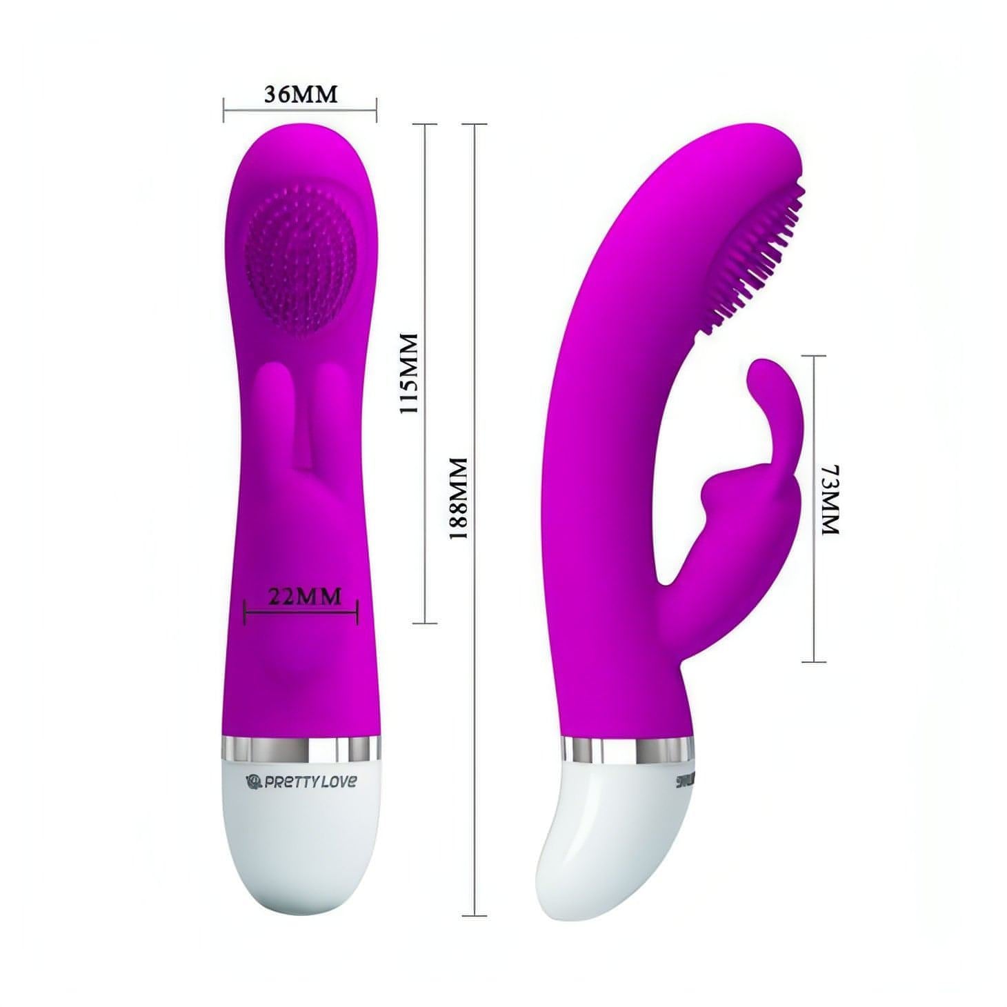 Vibratore Rabbit Christ con funzione di tickling - Viola/Bianco