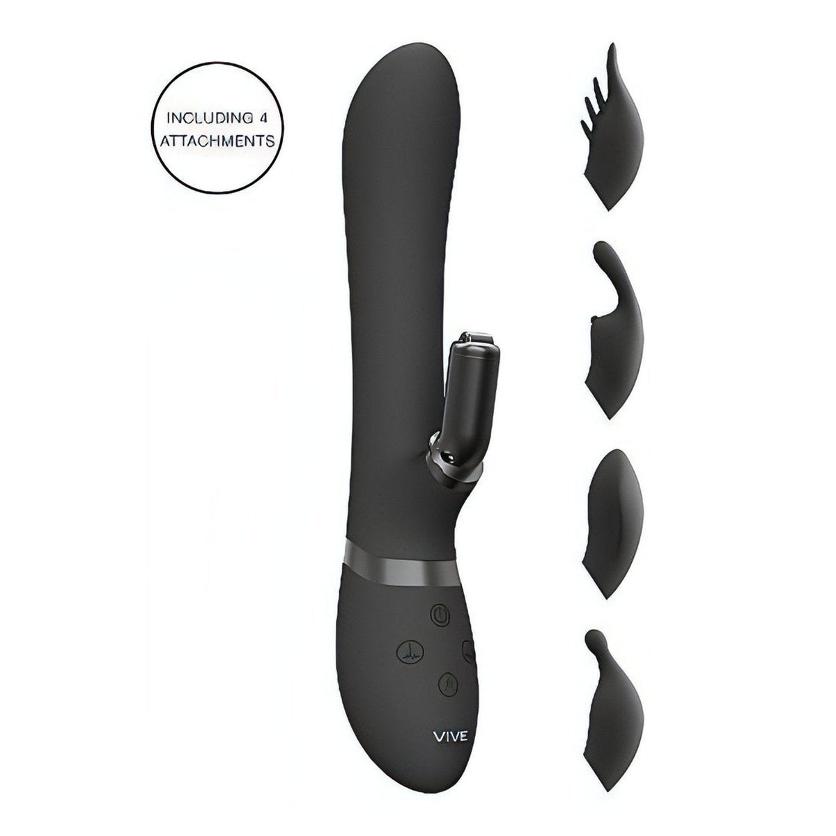 Vibratore Rabbit con movimento di pulsazione interno e stimolatore clitorideo - Nero