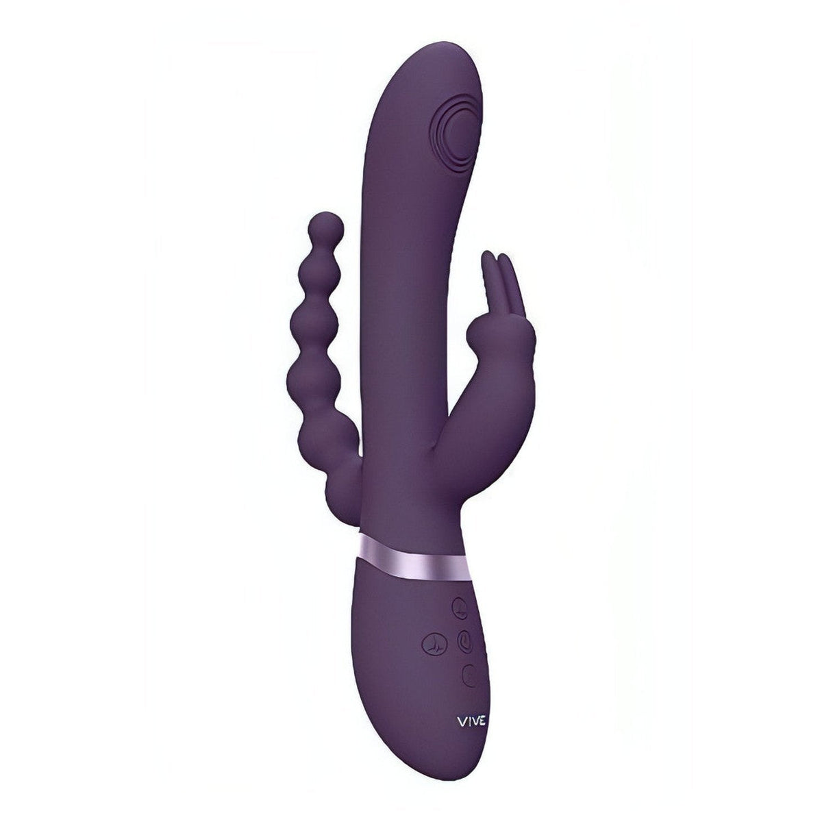 Vibratore Tarzan con tripla funzione vaginale, clitoridea e anale - Prugna