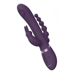 Vibratore Tarzan con tripla funzione vaginale, clitoridea e anale - Prugna