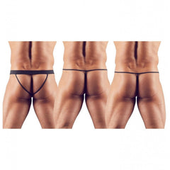 Vynil Set da 3 Pezzi: Jockstrap, Mini String e Perizoma - Nero, Taglia Unica