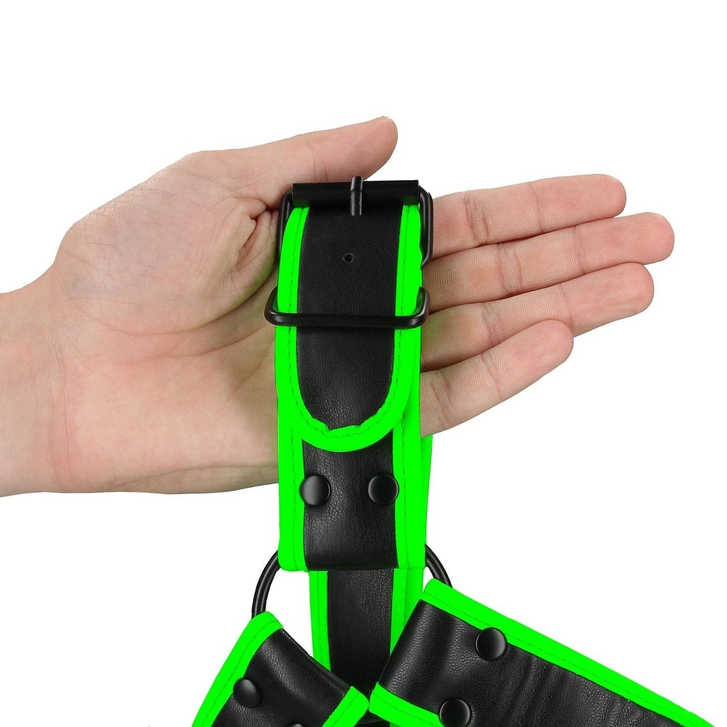 Chest Bulldog Harness  - GitD - Neon Green/Black - L/XL Ouch!