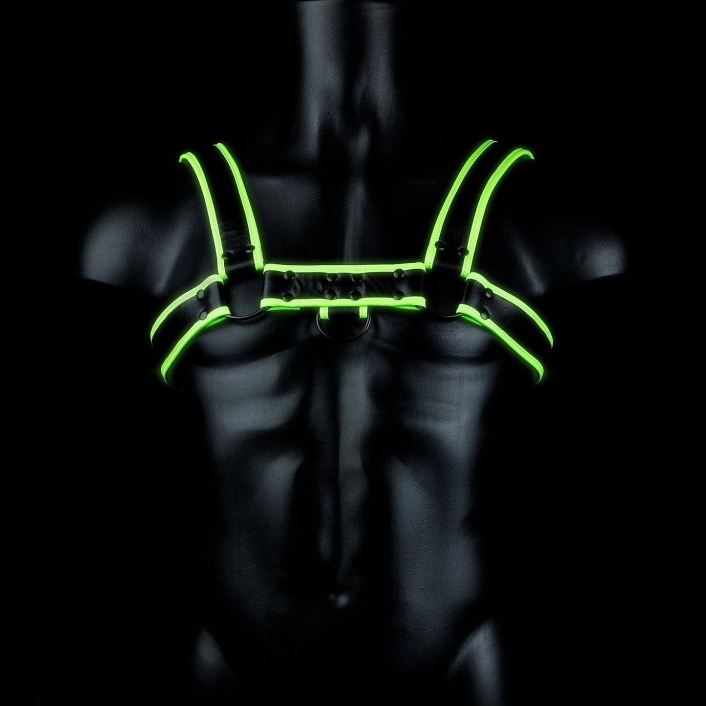 Chest Bulldog Harness  - GitD - Neon Green/Black - L/XL Ouch!