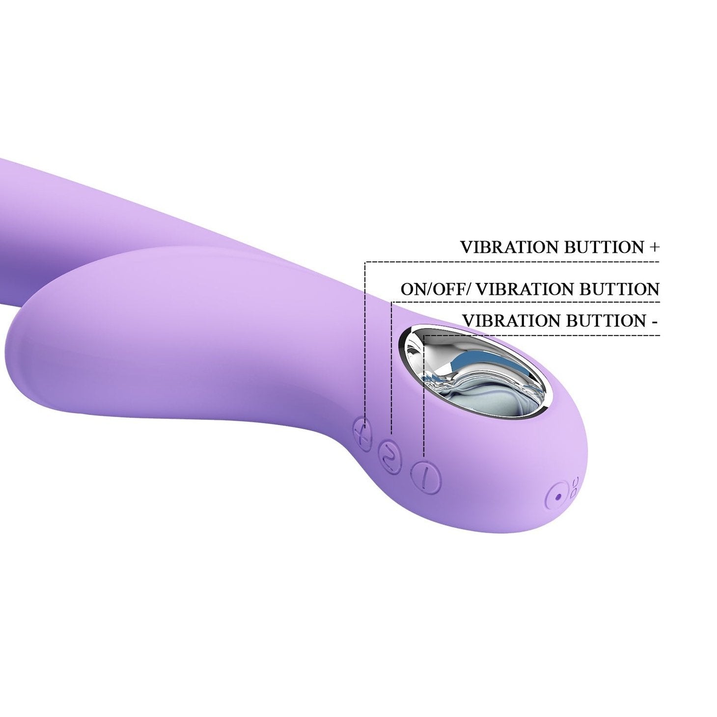 Vibratore Rabbit con stimolatore vaginale e anello per il mantenimento in metallo - 7 modalità di vibrazione, Ricaricabile Pretty Love