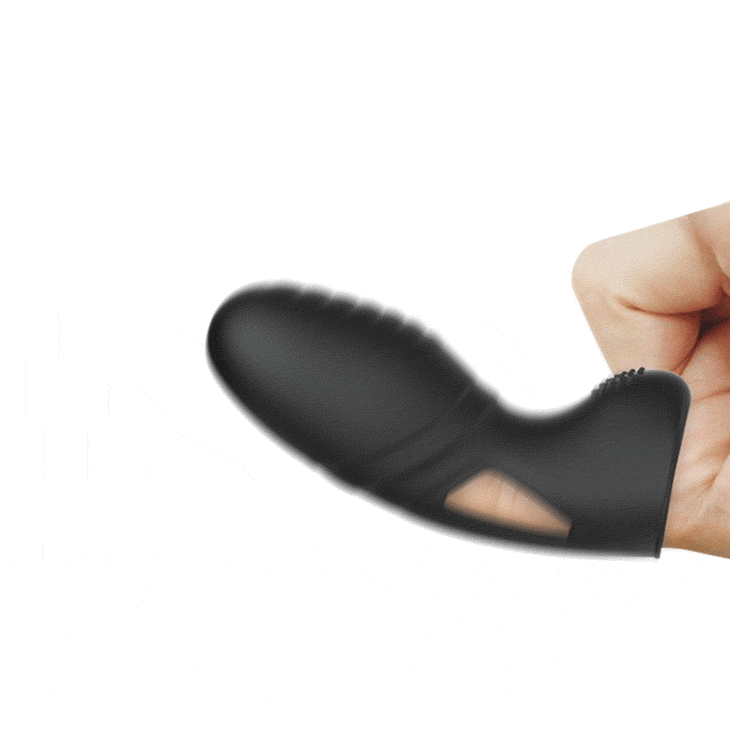 Vibratore da dita con nervature stimolanti Ø 2.3 cm -  Nero, Silicone