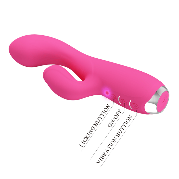 Vibratore Rabbit con lecca clitoride - 12 modalità di vibrazione e 3 di suzione - Silicone Medicale, Ricaricabile, Viola