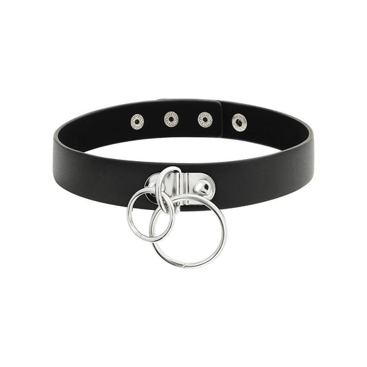 Choker in Pelle Vegana "Double Ring" Coquette
