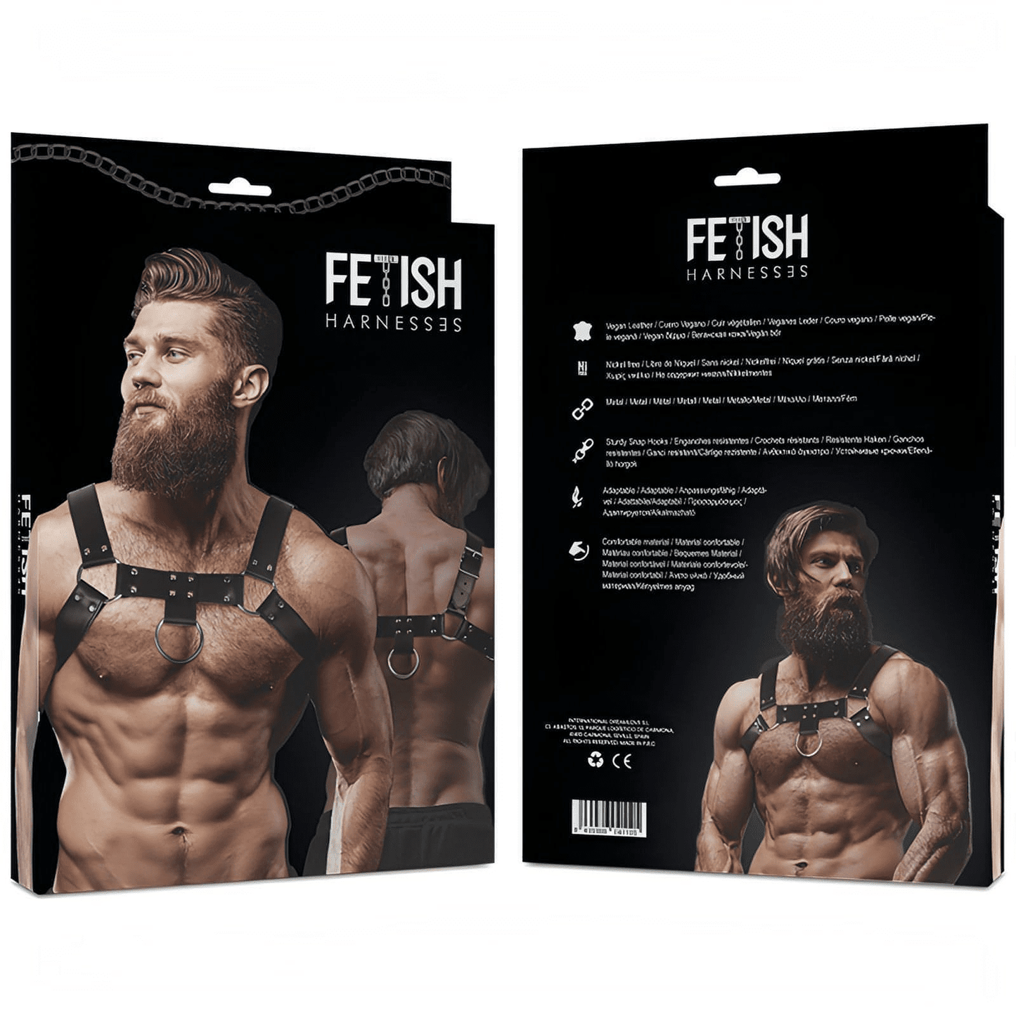 Chest Harness in Pelle Vegana con Hooks in Metallo Fetish Submissive