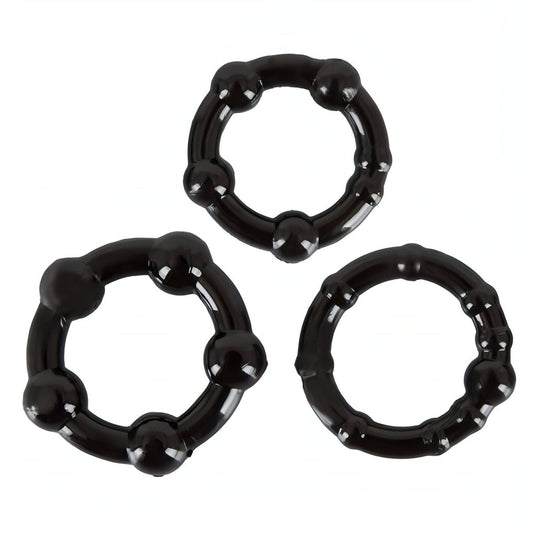Set di 3 anelli beaded - Nero Toyz4lovers