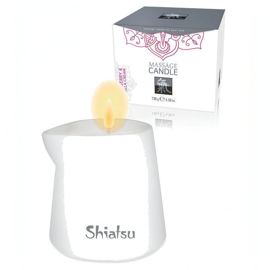 Shiatsu Massage Candle - Candela da massaggio profumata che si trasforma in olio da massaggio - 130 g, aroma Lampone e Crema di Shiatsu by HOT