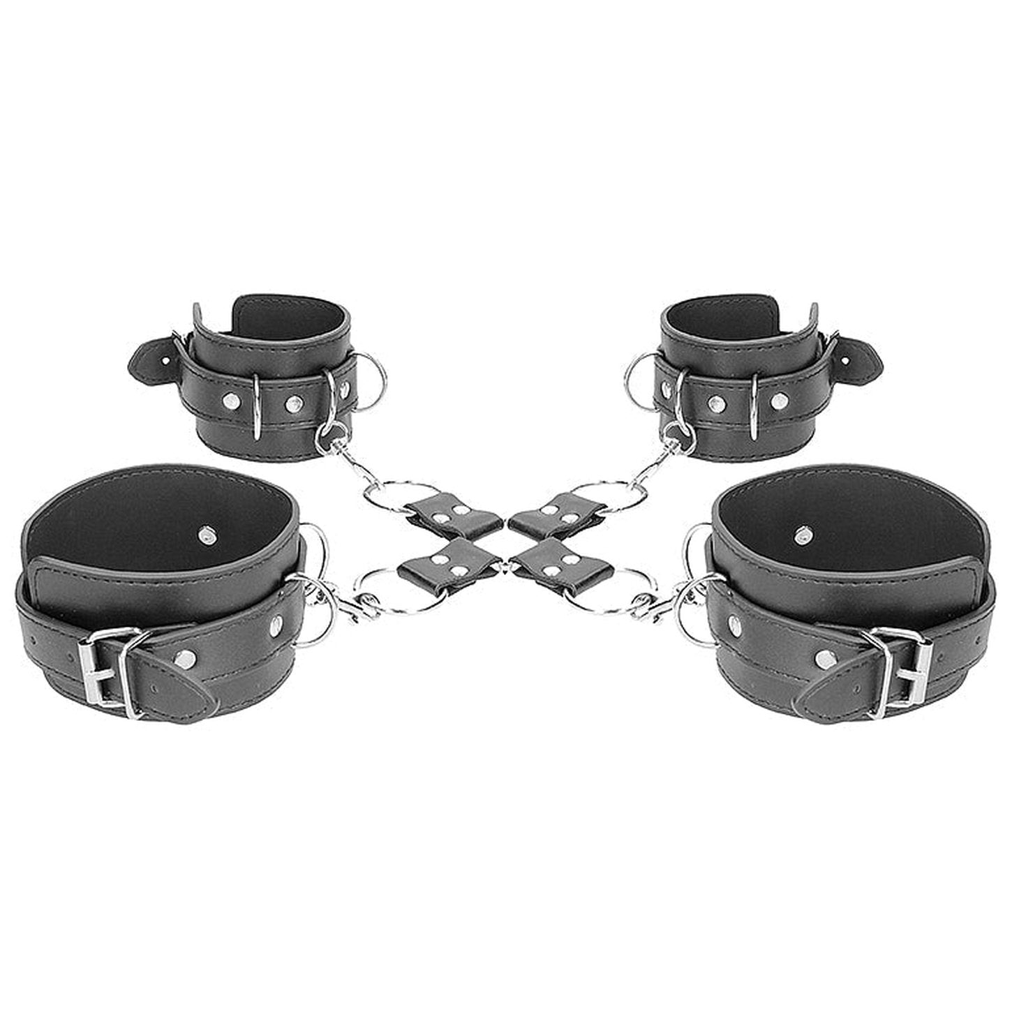 Leather Hand and Leg Cuffs Hogtie Set in Pelle Ouch!