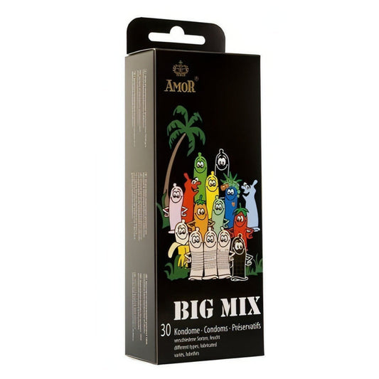 The Condom Big Mix - 30 profilattici misti aromatizzati e stimolanti con rilievi e nervature - Realizzati in lattice naturale di