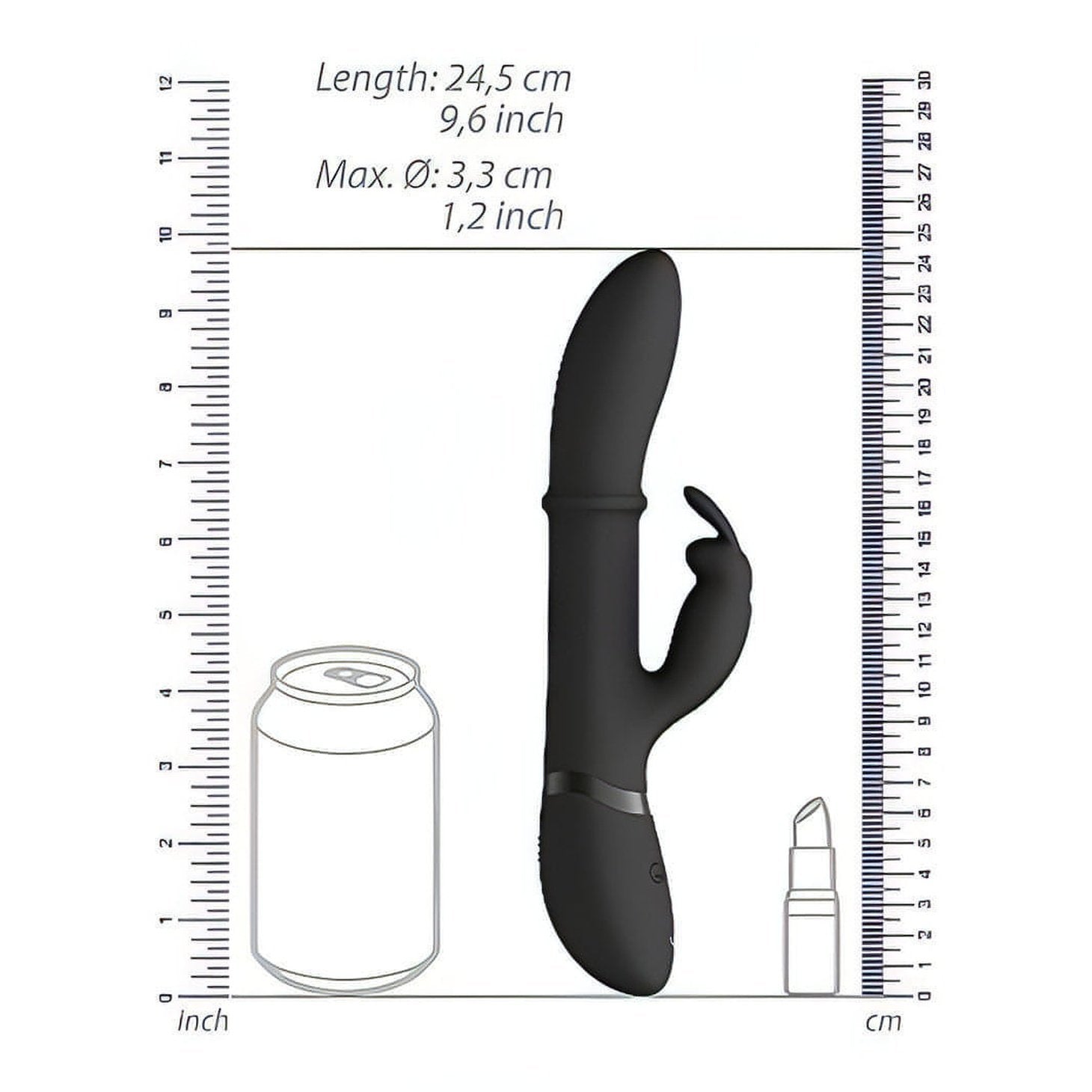 Vibratore Rabbit con anello Up & Down per un stimolazione extra delle pareti vaginali - Nero Vive