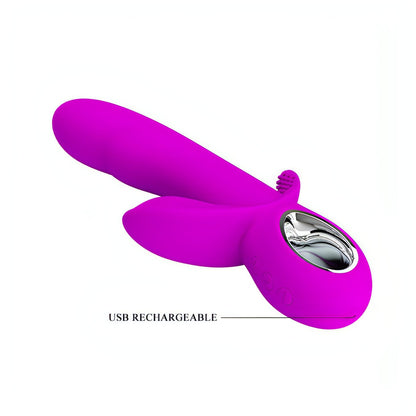 Vibratore tripla funzione bendable - 7 modalità di vibrazione, 5 diverse velocità, Ricaricabile, Silicone Medicale Pretty Love